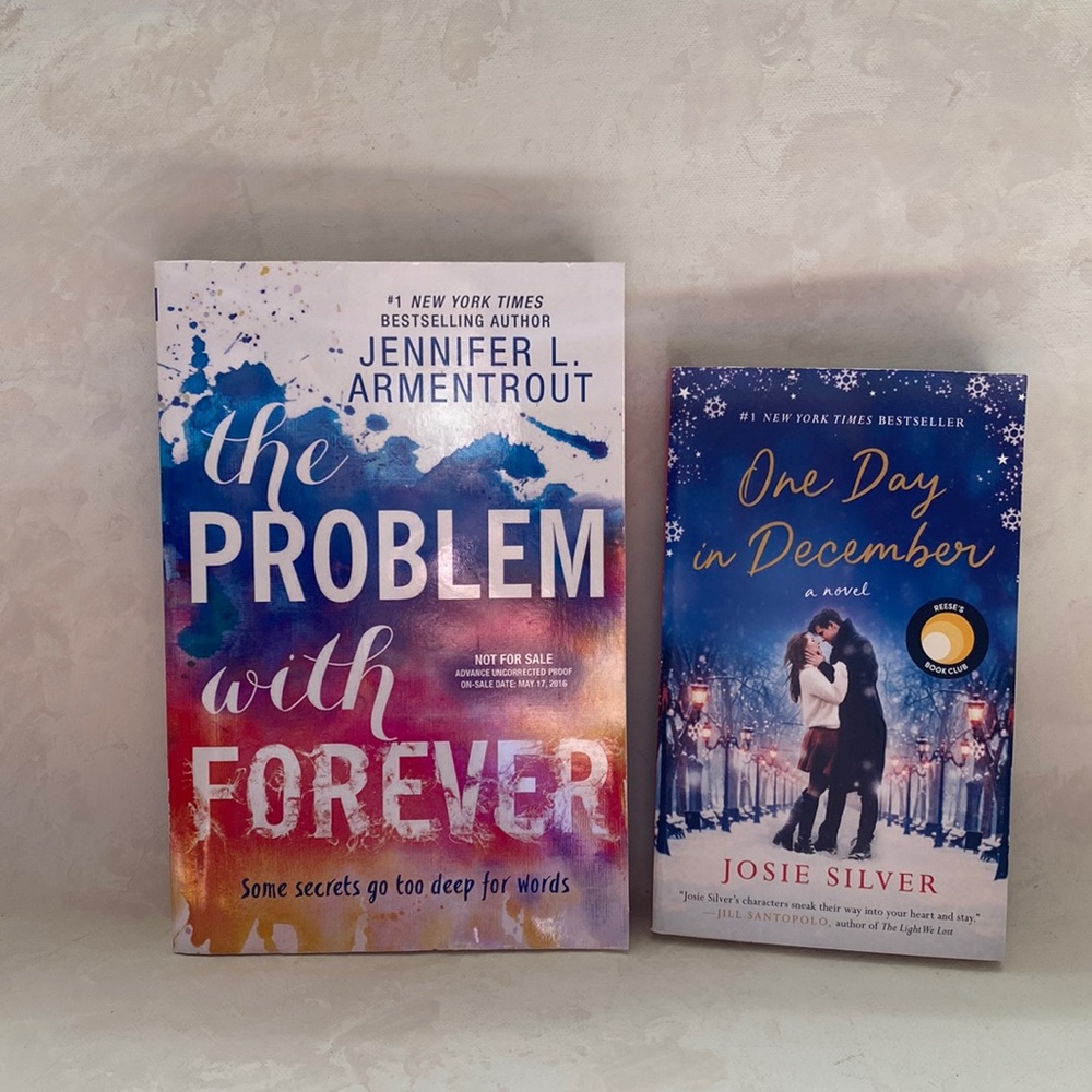 Romance novel book bundle: One Day in December and The Problem with Forever